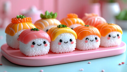 Cute Kawaii Sushi Platter 3D