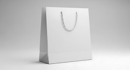 Plain white shopping bag with rope handle