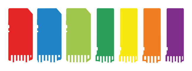 Set of colorful scarves isolated on white