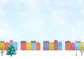 Obraz premium winter scene with colorful buildings