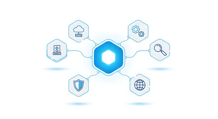 Data Network Icons Secure Cloud Technology System