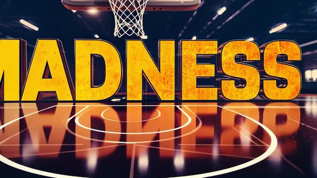 Basketball madness concept with hoop and court. Excitement and competition.