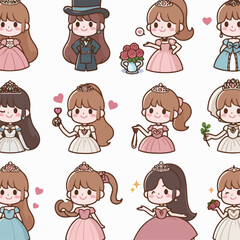 Illustration of cute cartoon icons varies