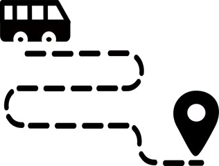 Bus traveling route icon. Bus journey path vector icon. Vector graphics and not Artificial Intelligence, logo illustration. Replaceable vector design.