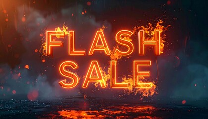 Dynamic Flash Sale Text with Fiery Glow and Sparks