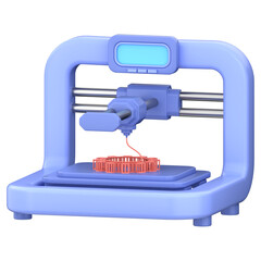 3D printer icon. 3D icon render of 3D printer with transparent background.