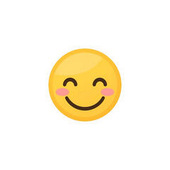 Fototapeta premium Smiling Blushing Emoji Vector – Cute Happy Face Expression