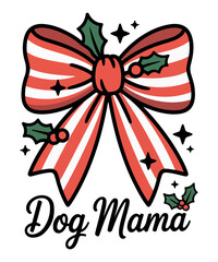 Christmas Dog Mama Candy Cane Bow