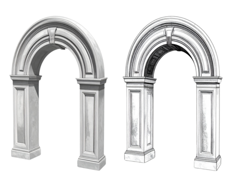  Roman Arch Monument Duo, isolated on transparent background