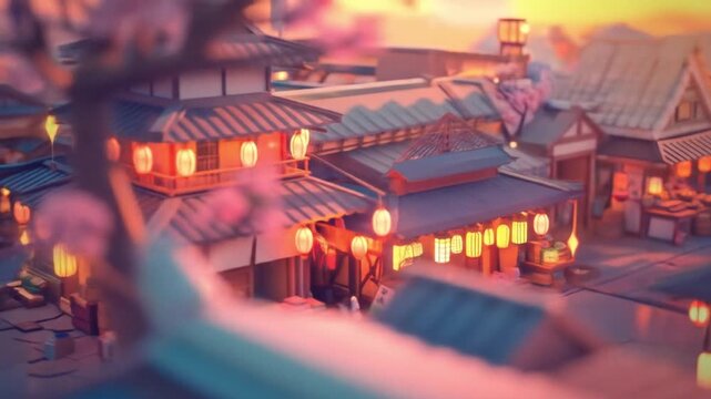 3d isometric low poly clay illustration of a tample light at night Videos