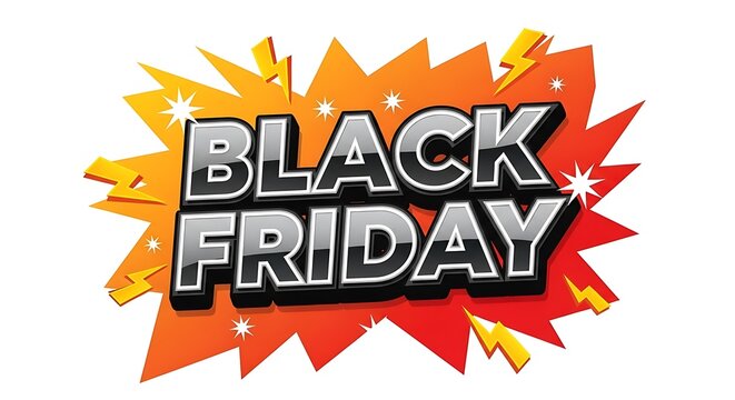 Black friday sale announcement with explosive graphic elements and lightning bolts