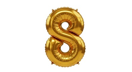 Golden number 8 balloon, symbolizing celebration and achievement