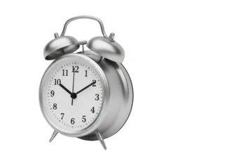 Classic silver twin bell alarm clock, a timeless symbol of punctuality and waking up
