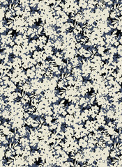 Abstract solid vector textile design, arrangement with a small dual-tone cherry silhouette flowers, all-over seamless pattern with gray and cream tone color illustration, digital image print fabrics.