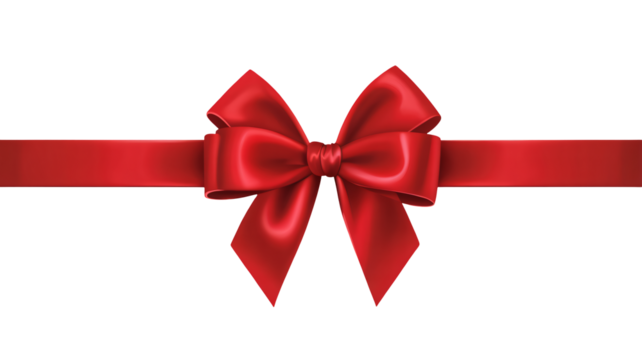 Elegant red satin ribbon bow, perfect for gift wrapping and festive celebrations - Powered by Adobe