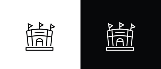 Simple icon of Sports Field, Arena Vector sign illustration. Building Architecture Line Icons. Black and white line icons. Editable strokes.