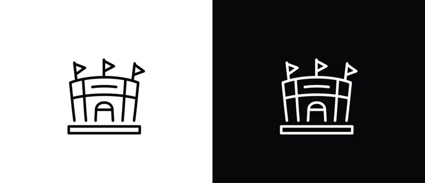 Simple icon of Sports Field, Arena Vector sign illustration. Building Architecture Line Icons. Black and white line icons. Editable strokes.