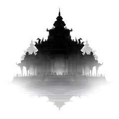 Silhouette of Architectural Marvel: An ethereal silhouette captures the majesty of an ancient structure, exuding a sense of history and serenity.