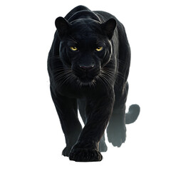 Sleek Black Panther: A captivating black panther walks with a sense of graceful confidence, its mesmerizing gaze fixed forward, exuding strength and agility.