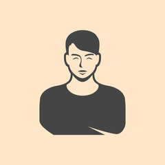 Simple vector graphic of a young mans portrait icon.