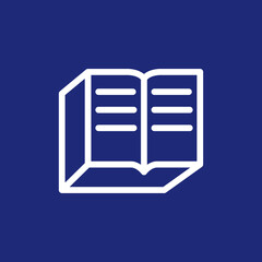 Simple open book vector icon for reading and knowledge.
