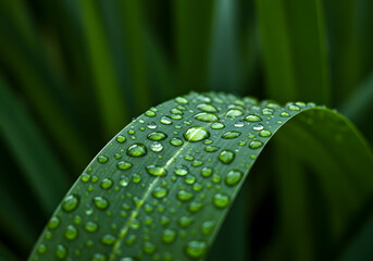 Dew drops on grass blade