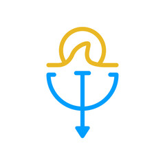 Creative line art logo of a sea anchor and sun wave icon.