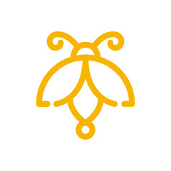 Elegant yellow bee icon simple line art logo design.