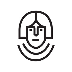 Minimalist line art icon of a person with a geometric bob haircut.
