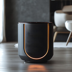 Black Ceramic Mug with Orange Accent Line and Textured Matte Finish – Minimalist Modern Tableware Design