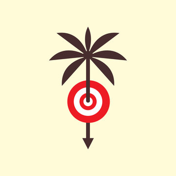 Stylized Palm Tree with a Target and Downward Arrow Symbol.