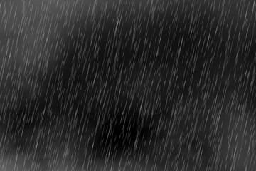 Abstract graphic illustration of heavy rain streaks falling diagonally against a dark, cloudy sky background, symbolizing a gloomy storm and bad weather conditions.