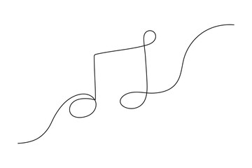 Fototapeta premium Music single line art minimalist continuous one line drawing of headphones and musical note