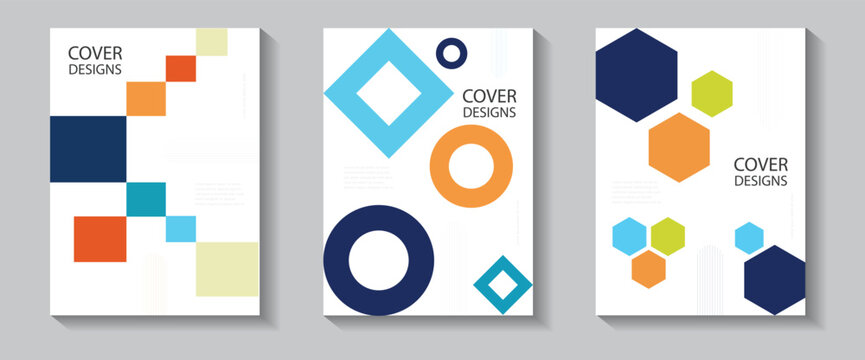 Brochure cover design layout set for business and construction. Business presentation vector A4 vertical orientation front page mock up set. Corporate report cover abstract geometric illustration.