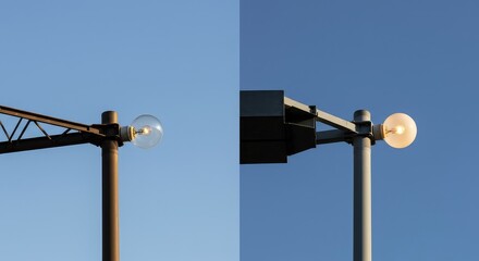 Comparing old and new lighting technology showing the crucial shift toward conservation and reduced consumption in modern power systems ,future ,sustainability ,Energy
