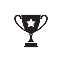 champion trophy black silhouette vector icon on transparent background.