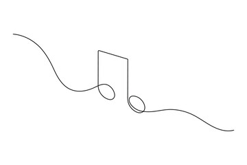 Obraz premium Music single line art minimalist continuous one line drawing of headphones and musical note