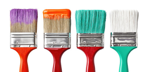 Four paintbrushes in different colors