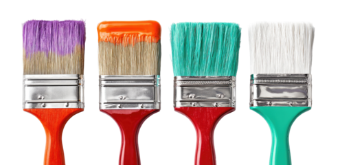 Four paintbrushes in different colors