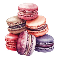 Watercolor Stack of Colorful French Macarons Vector Illustration

