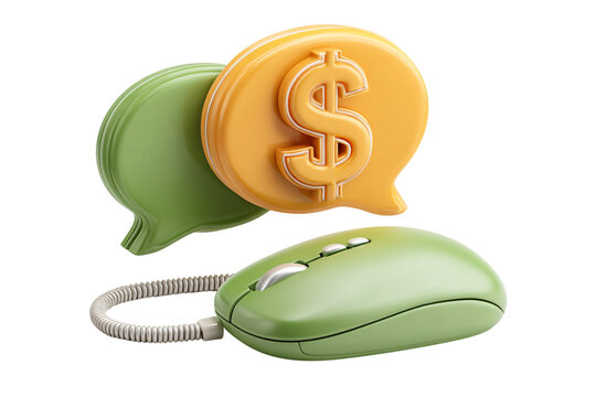 Online financial discussion with computer mouse and dollar speech bubble icon - Powered by Adobe