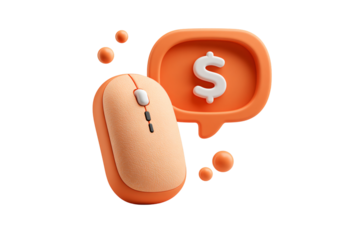 Online shopping, digital finance concept: 3d rendered mouse and dollar sign