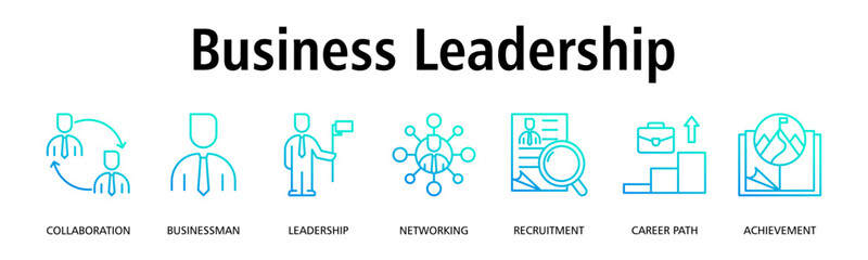 Business Leadership banner web icon vector illustration concept with icon of collaboration, businessman, leadership, networking, recruitment, career path, achievement
