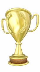 Gold Trophy Cup Chalice Award Top Prize Winner Champion Vertical 3d Illustration