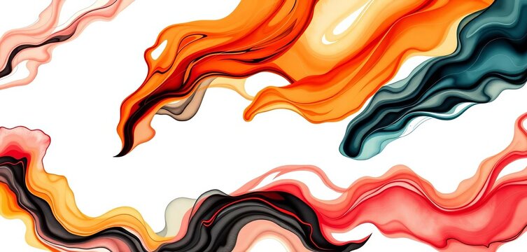 Elegant brochure template featuring flowing ink brush strokes, ideal for artistic or cultural events, paint, stationary