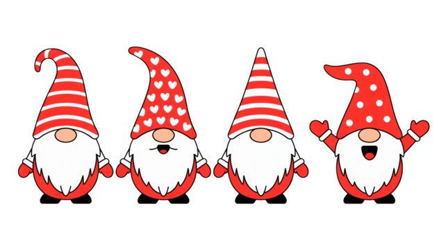 Festive gnomes bring holiday cheer with adorable red hats and joyful spirits