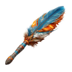 Vibrant Feather: A brightly colored feather, with exquisite detail and striking hues, evokes a sense of artistry and cultural heritage. 