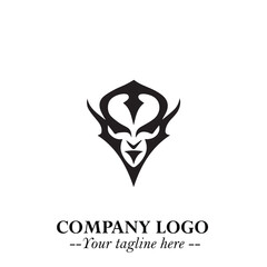 Head of Vampire Logo Symbol in Black on the White Background with Gothic Horror Vector Design