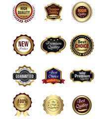 Vintage Premium Quality Badges Set – Guaranteed & Authentic Labels Collection,Retro Style Guarantee & Premium Quality Emblems ,Vector Badge Pack.Classic Vintage Badges with Guarantee Seal .