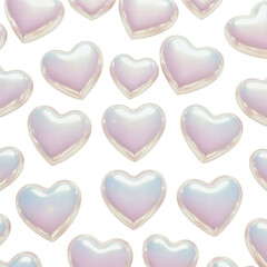 Fototapeta premium Soft pink heart shapes seamless pattern romantic valentine's day design background isolated on transparent background